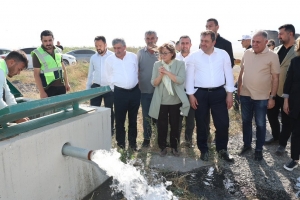 Başkan Şahin ilk tuşa bastı, Kılavuzlu suyu Nurdağı ve İslahiye tarlalarıyla buluştu