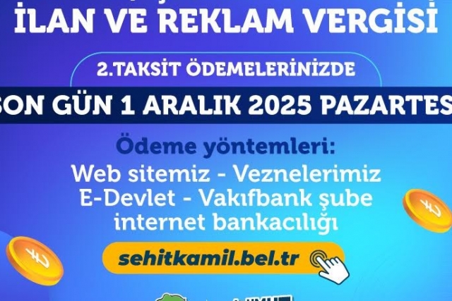 ŞEHİTKAMİL BELEDİYESİ VERGİ ÖDEMELERİNDE SON GÜN 01 ARALIK
