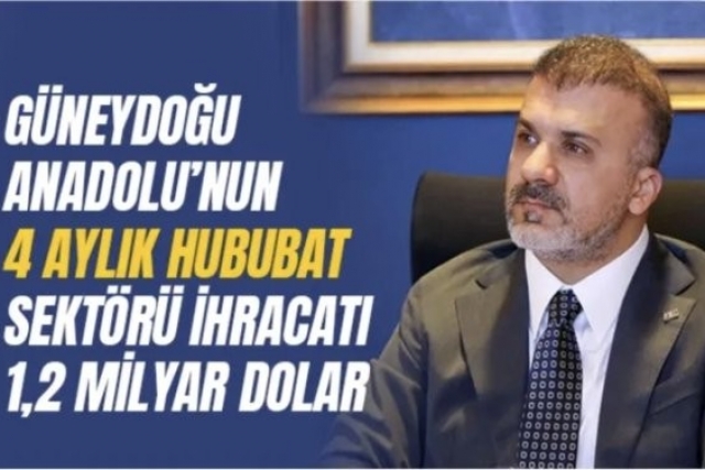 Güneydoğu Anadolu’nun 4 aylık hububat sektörü ihracatı 1,2 milyar dolar