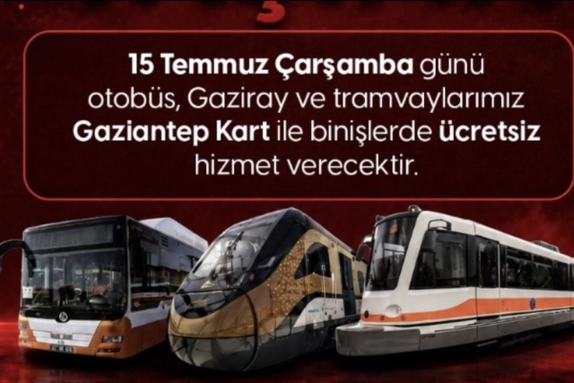 Gazianteplilere müjde, ücretsiz oldu