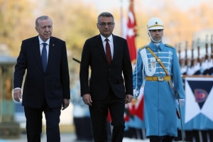 Cumhurbaşkanı Erdoğan, KKTC Cumhurbaşkanı Erhürman’ı resmi törenle karşıladı